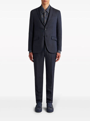 ETRO Blue Single Breasted Wool Blazer for Men - SS24 Collection