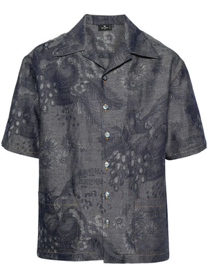 ETRO Navy Patterned Jacquard Shirt for Men - SS24 Collection