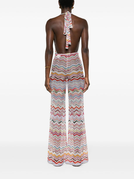 MISSONI Striped Cascading Jumpsuit with Tie-Fastening and Flared Cuffs