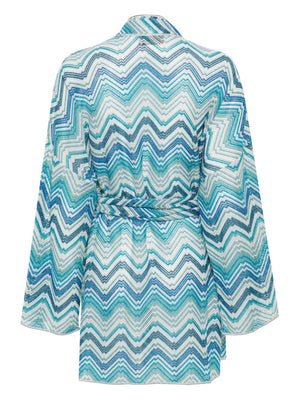 MISSONI Navy Zigzag Pattern Short Cover-Up for Women - SS24