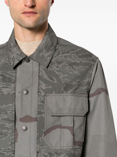 MARINE SERRE Grey Camouflage Overshirt for Men - SS24 Collection