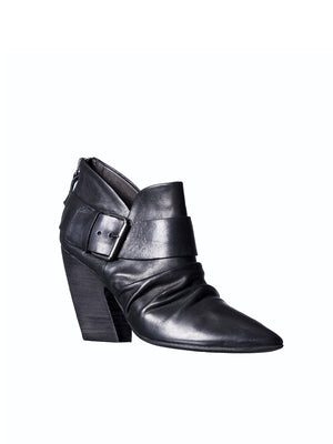 MARSELL Statement Leather Boots for Women | 80mm Heel, Posterior Zip, Adjustable Strap | FW18