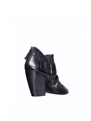 MARSELL Statement Leather Boots for Women | 80mm Heel, Posterior Zip, Adjustable Strap | FW18