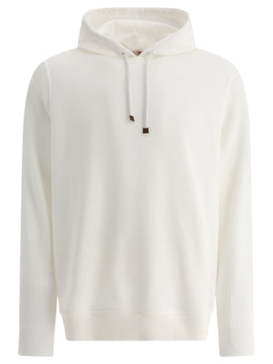 BRUNELLO CUCINELLI HOODED SWEATSHIRT WITH COTTON RIB KNIT SLEEVES