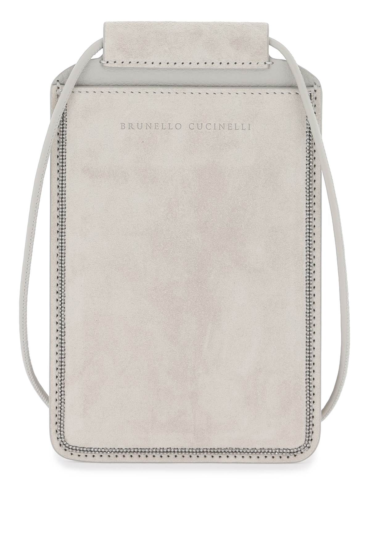 BRUNELLO CUCINELLI Tan Suede Phone Cover with Adjustable Strap for Women - SS24 Collection
