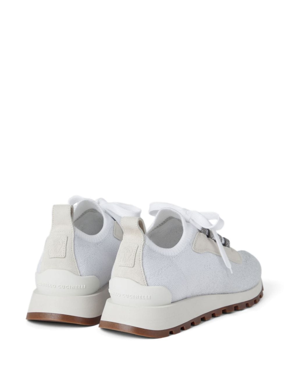 BRUNELLO CUCINELLI Sparkling Cotton Knit Women's Sneakers - White
