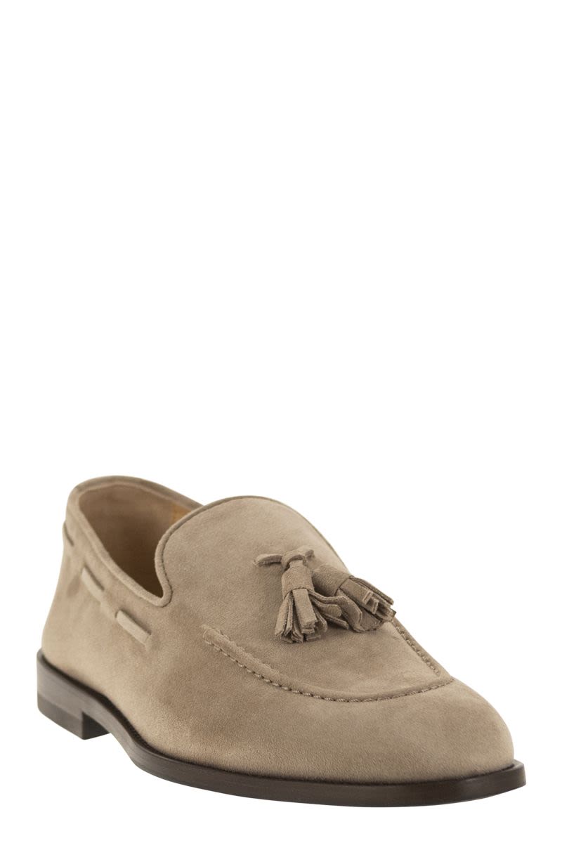 BRUNELLO CUCINELLI Luxurious Suede Moccasins with Tassels for Men
