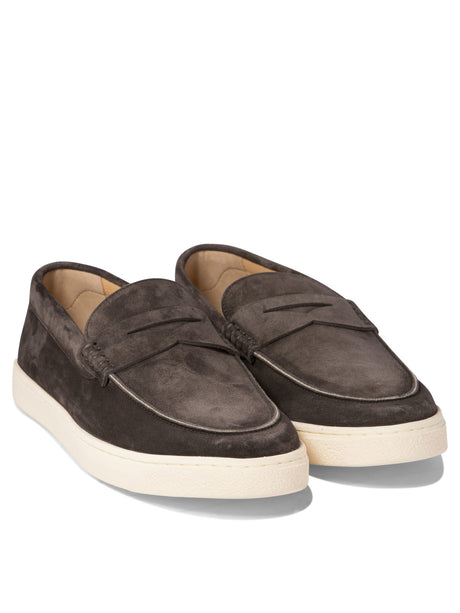 BRUNELLO CUCINELLI Elegant Suede Loafers with Natural Rubber Sole