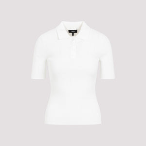 THEORY Ribbed Polo Top - White