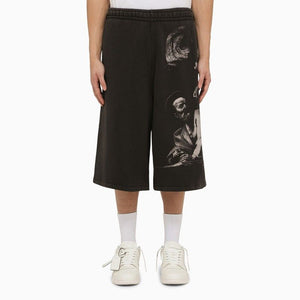 OFF-WHITE Oversized Black Printed Sweatshorts for Men - SS24 Collection