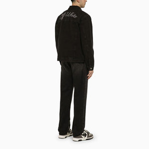 OFF-WHITE Men's Black Canvas Jacket with Embroidered Logo
