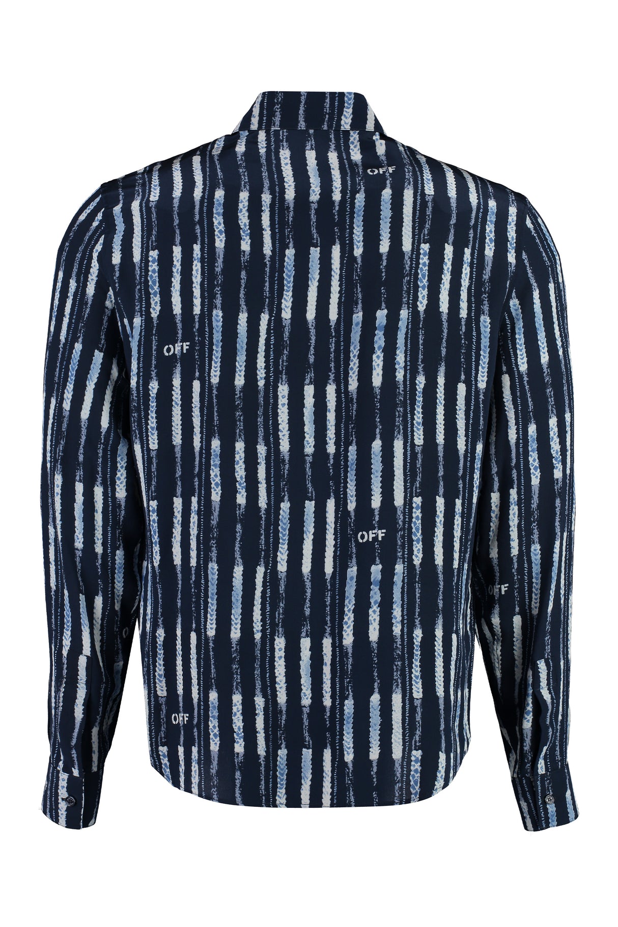 OFF-WHITE Men's Blue Striped Silk Shirt for FW23