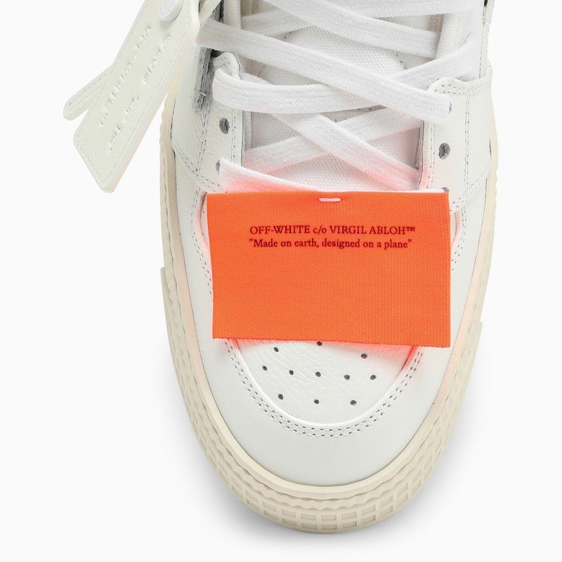 OFF-WHITE White Leather Sneakers with Logo Print and Arrow Motif for Men