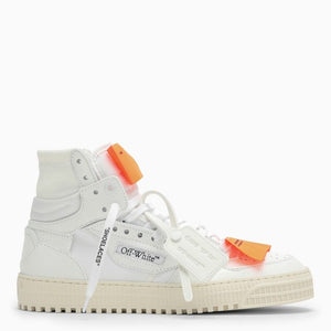 OFF-WHITE White Leather Sneakers with Logo Print and Arrow Motif for Men