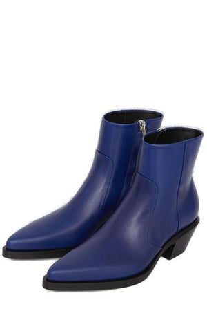 OFF-WHITE Men's Leather Slim Texan Ankle Boots - Blue