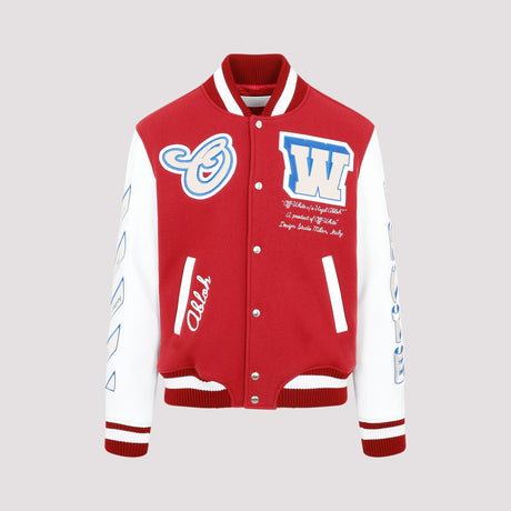 OFF-WHITE Red Varsity Jacket for Men - 2024 Fall/Winter Collection