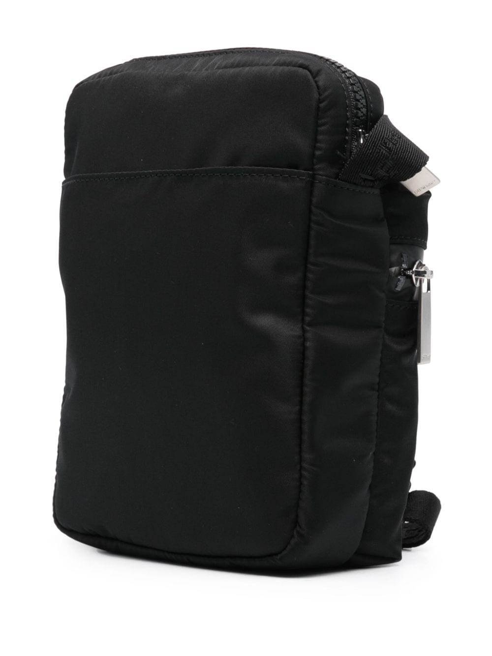 OFF-WHITE Black Nylon Crossbody Handbag with Contrasting Lettering Logo