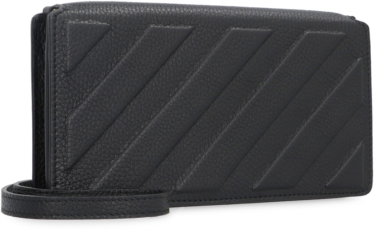 OFF-WHITE Men's Black 3D Leather Crossbody Handbag for FW23