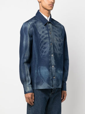 男士SS23系列深藍色人體掃描牛仔襯衫