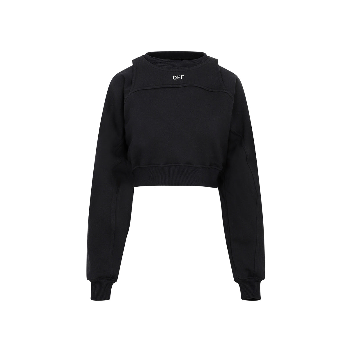OFF-WHITE Black Fleece Cropped Sweatshirt for Women - FW23 Collection