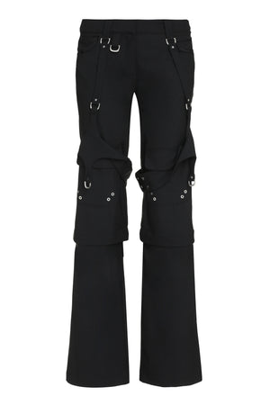 黑色尼龙前扣女款货物裤 - FW23系列