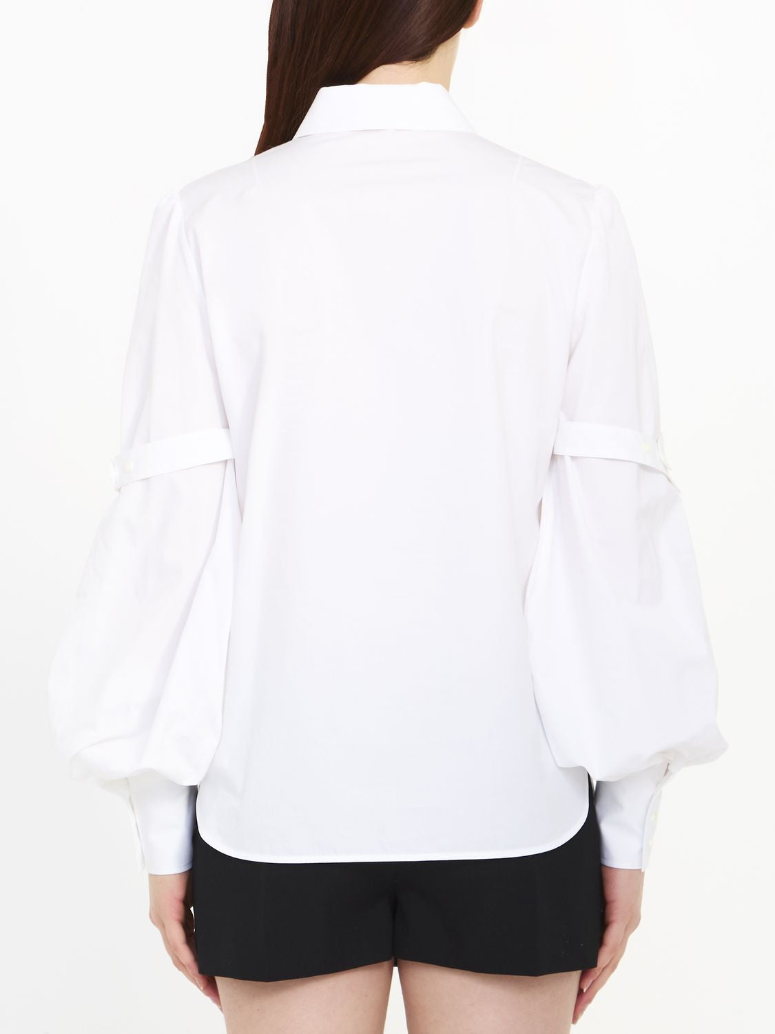 OFF-WHITE White Cotton Poplin Shirt with Straps and OW Embroidery