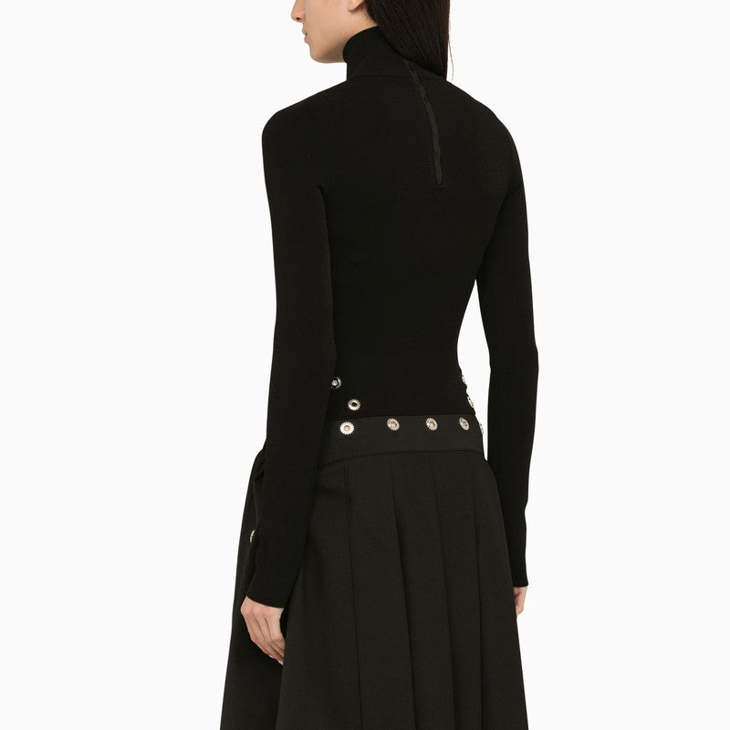 黑色女式镂空高领针织衫 - FW23系列