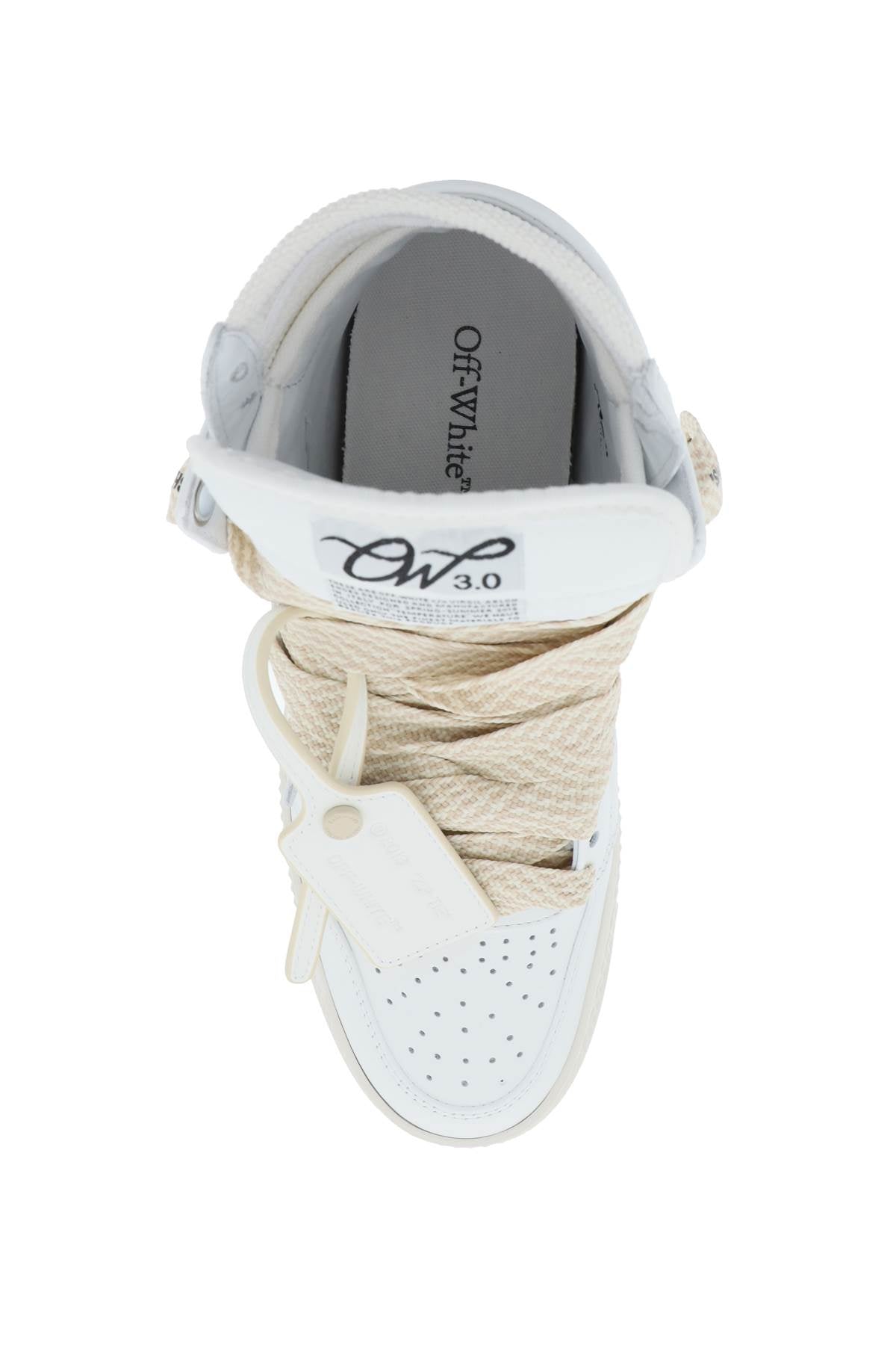 OFF-WHITE White Leather High-Top Trainers for Women
