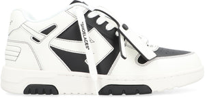 OFF-WHITE Women's White and Black Leather Sneakers - Perforated Toe, Logoed Shoelaces