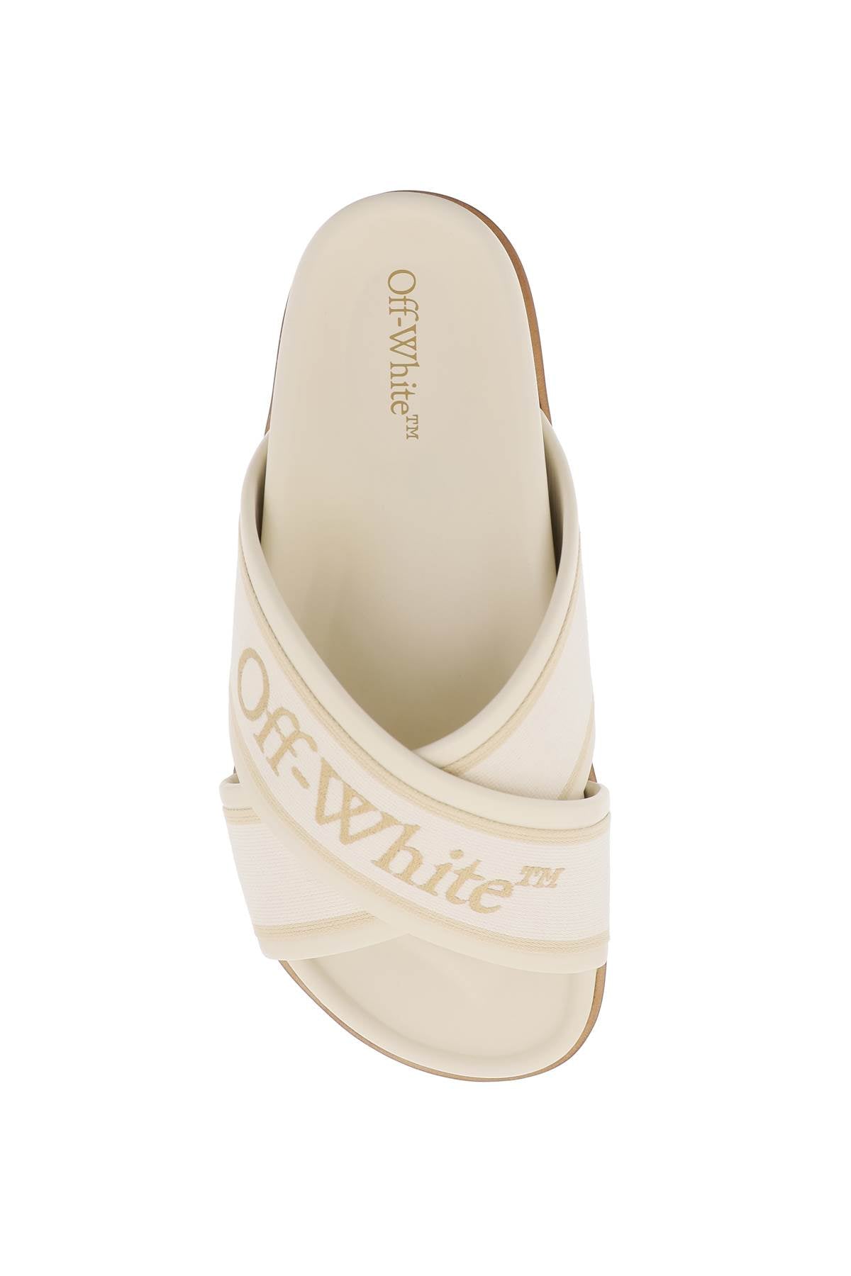 OFF-WHITE Grey Embroidered Leather Sandals for Women from SS24 Collection