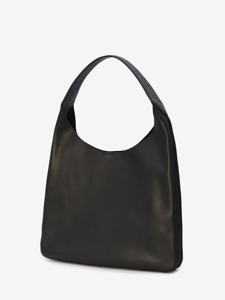 时尚黑色霍博手提包：大型压花商标，可拆卸小袋和磁扣
