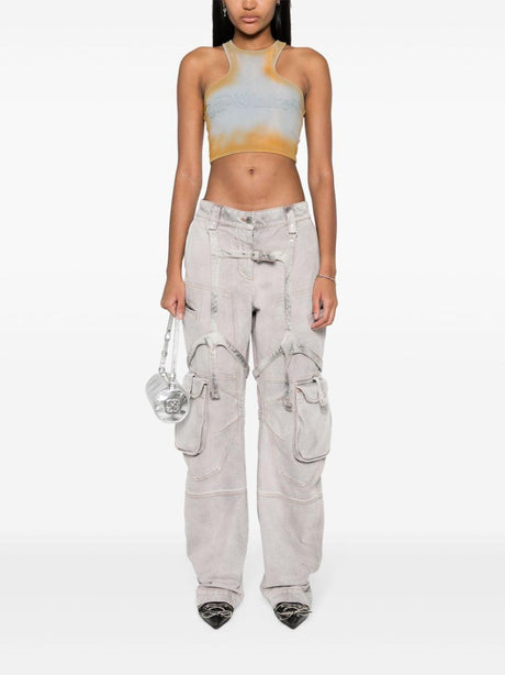 OFF-WHITE Oversized Burnt Denim Cargo Jeans for Women - SS24 Collection