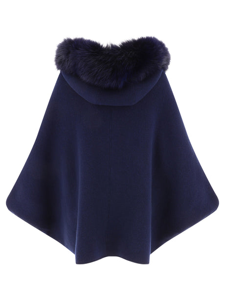 GIOVI Women's Blue Wool and Cashmere Cape for FW23