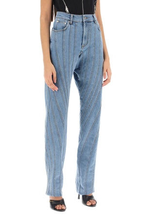 MUGLER Blue Spiral Baggy Jeans for Women