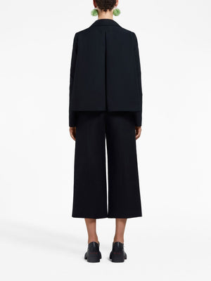 时尚黑色女式条纹棉质长裤-SS24系列