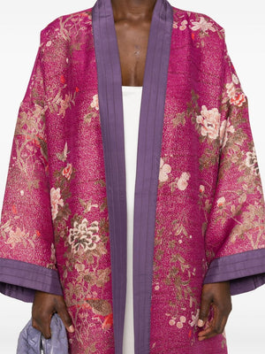 PIERRE LOUIS MASCIA Floral Printed Silk Kimono Jacket in Purple for Women