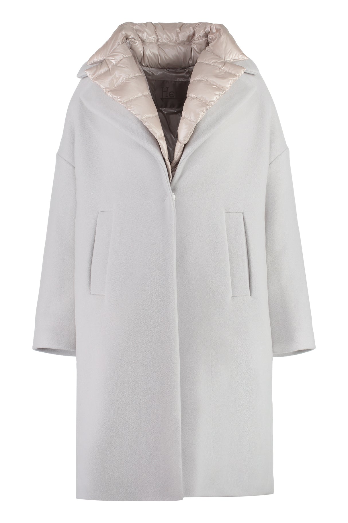 粉色羊毛混纺带可拆卸衬里和单钮扣女式夹克