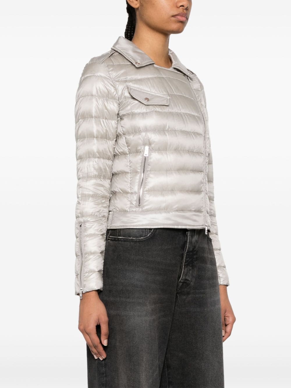 HERNO Grey Off Centre Quilted Jacket for Women - SS24 Collection