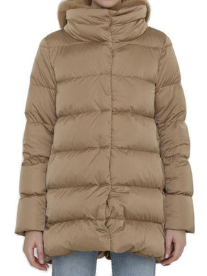HERNO HOODED TECHNO FABRIC DOWN JACKET