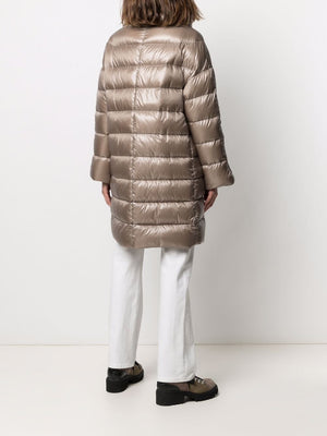 HERNO Taupe Feathered Jacket for Women - Fall/Winter 2023