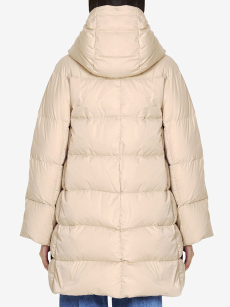 HERNO Putty Quilted Down Jacket with Drawstring Hood