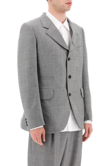 COMME DES GARÇONS HOMME PLUS Sculpted Grey Jacket for Men - Salt and Pepper Wool SS23
