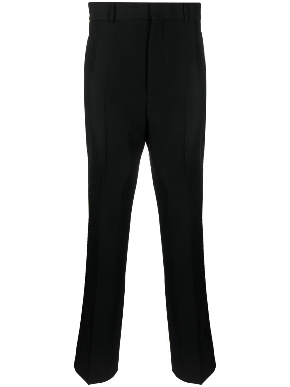 PALM ANGELS Black Cotton Tailored Trousers with Stripe Detail for Men