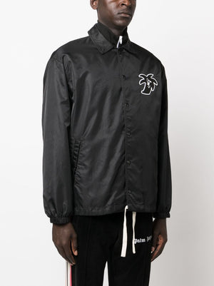 PALM ANGELS Black Logo-Print Lightweight Jacket for Men