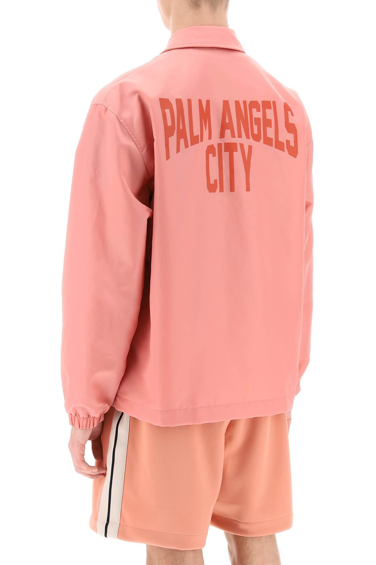 PALM ANGELS City Coach Jacket - Pink Nylon Twill