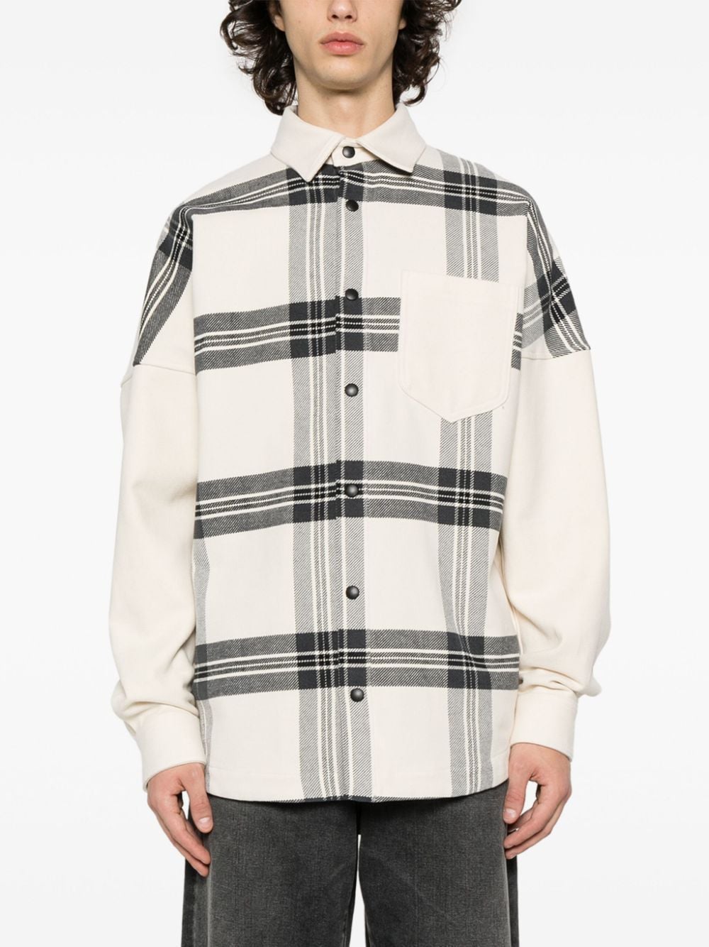 PALM ANGELS Plaid Overshirt with Embroidered Logo in White