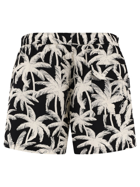 PALM ANGELS Men's Black Beach Shorts for SS24