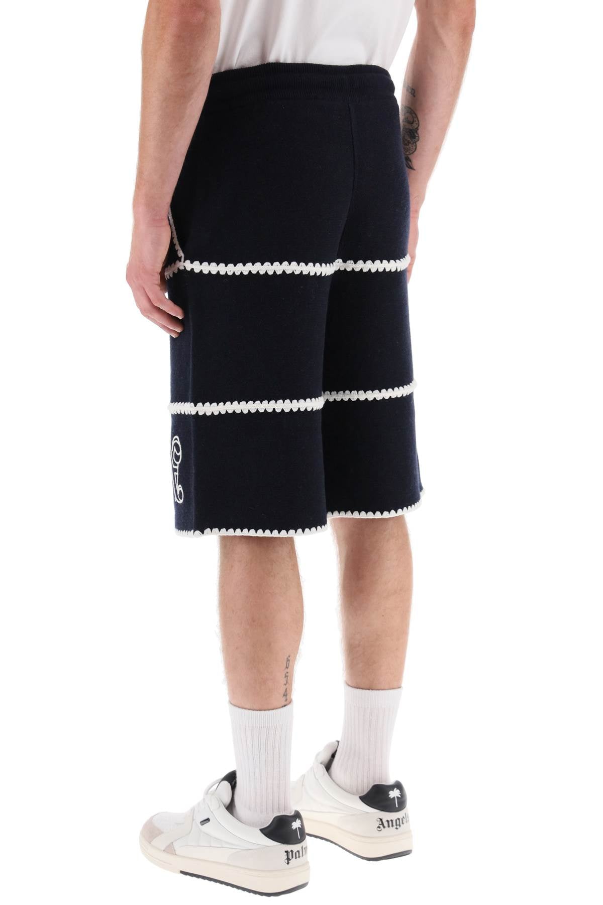 PALM ANGELS Contrasting Trim Wool Knit Shorts for Men