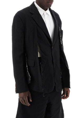 COMME DES GARÇONS HOMME PLUS Deconstructed Men's Blazer - Frayed Black Jacket for SS24