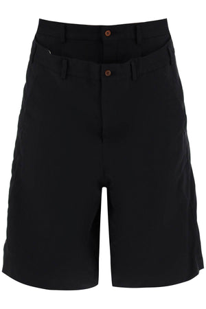 COMME DES GARÇONS HOMME PLUS Layered Bermuda Shorts for Men in Black